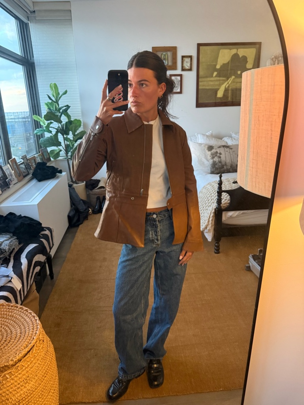 Rebecca Taylor Brown Leather Zip Jacket - Picture 2 of 5